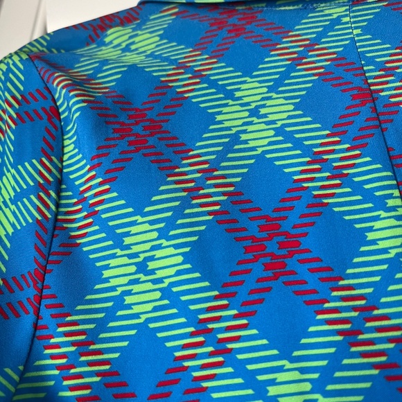 KITRI Lennox Blue Check Ruched Shirt Dress - Size Small - Picture 13 of 14